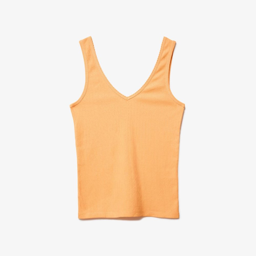 Everlane Stretch-Rib V-Neck Tank - Orange